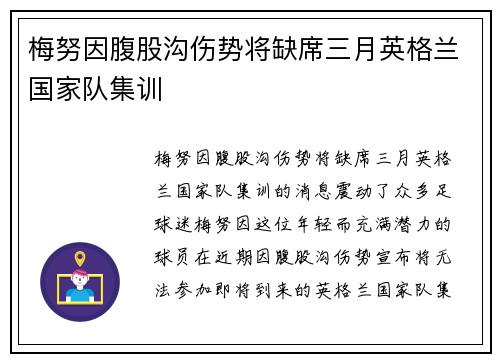 梅努因腹股沟伤势将缺席三月英格兰国家队集训